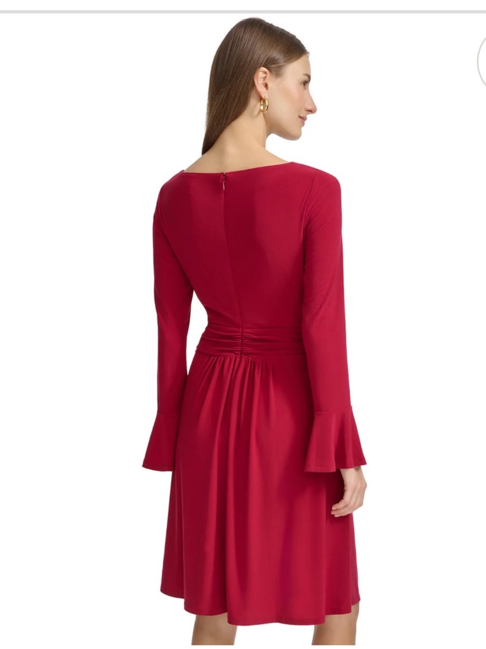 Harper rose women’s Wine bell Long-Sleeve Twist-Waist wrap Midi Dress boat neck - Picture 10 of 11